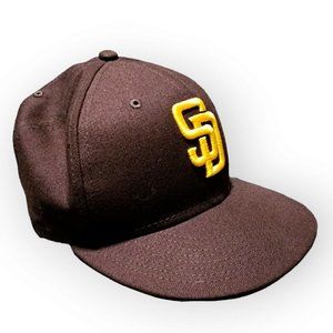 San Diego Padres Hat Size 7 1/4 Brown Fitted New Era 59Fifty Authentic MLB Cap